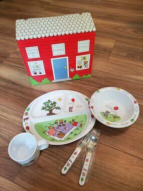 Vintage The Bear House 5-Piece Child’s Dinnerware Set Toddler Melamine